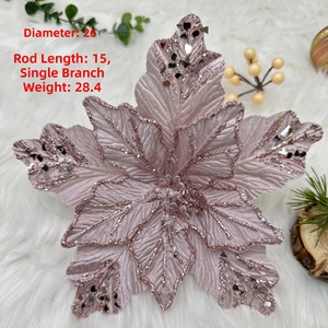 Fleur de Noël artificielle en velours de haute qualité de 26 cm, vente en gros, <span class=keywords><strong>pour</strong></span> mariage, fête, décoration de la <span class=keywords><strong>maison</strong></span>, fleur de Noël - Product Image 5