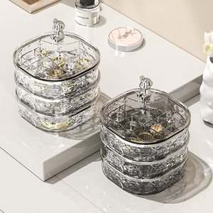 Jewelry <b>Storage</b> Box 134X134X142mm Plastic With Lid For Earrings Rings Necklaces Desktop Organizer - Product Image 2