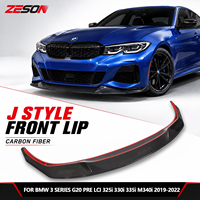 ZESON Lame de séparation avant en fibre de carbone véritable style J pour BMW Série 3 G20 Pre-LCI 325i 330i M340i 2019-2022