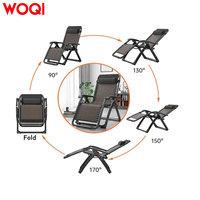 WOQI Chaise longue pliante sans gravité avec coussin amovible, chaise inclinable réglable pour la plage, la piscine et le camping en plein air