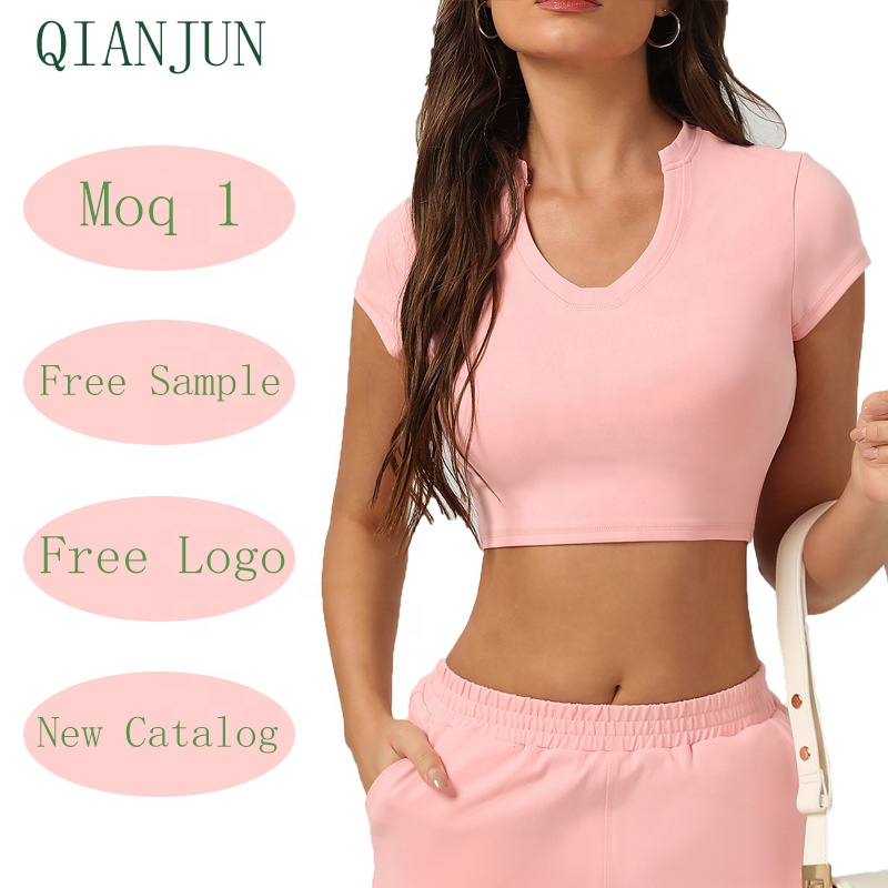 Outdoor Casual Women Quick-Drying T-Shirt for Running Sports Slim-Fit Yoga Fitness V-Shape Neck Versatile Tank Crop Top