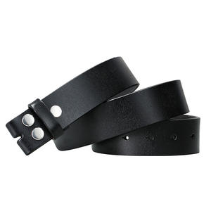 Groothandel 3,8 cm brede hoogwaardige riem van gespleten koeienleer met drukknoop voor heren - Product Image 3