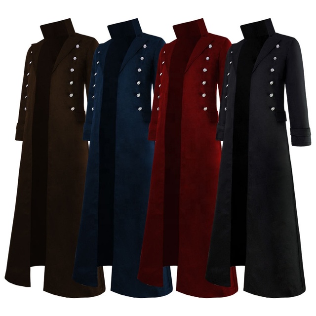 Amazoned Gothic Double Breasted Coat Medieval Renaissance Vintage Plus Size Stage Cosplay Costume