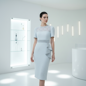 ZYHT 50963 boncuklu taş kristal lüks parti kadın elbise yaz zarif Bodycon kokteyl jakarlı elbiseler - Product Image 2