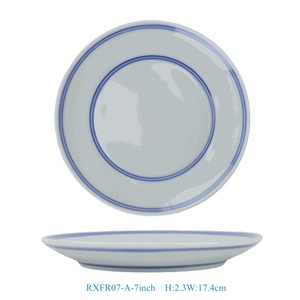 RXFR07-A-6-7-8-9-10-12 Pulgadas Plato de Porcelana China Tradicional Esmaltado con Doble Borde Azul, Apto para Lavavajillas, Tamaños de 6 a 12 Pulgadas - Product Image 3