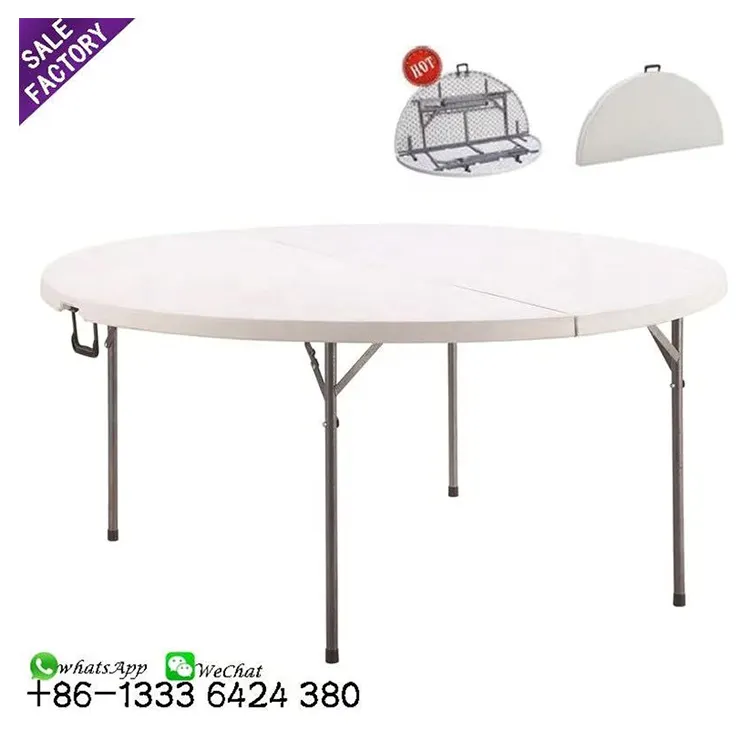 Folding plastic round rectangular table foldable leg wedding dining banquet table for outdoor