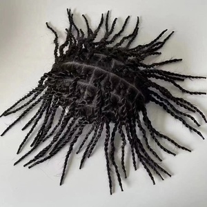 Marley torsadé tressage cheveux hommes noirs toupet 100% indien morceau de cheveux humains 0.06 pu avec un seul toupet de cheveux noués - Product Image 1