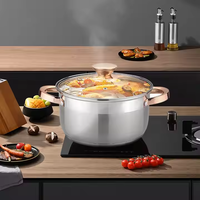 Set Peralatan Masak Stainless Steel 12-Piece Double Bottom, Kombinasi Wajan, Panci Susu, Panci Sup, Tanpa Lapisan