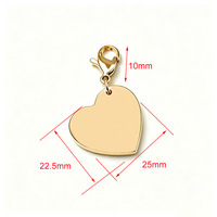 Pendentif Cœur en Acier Inoxydable Poli Miroir pour Bijoux, Breloque DIY à Graver avec Fermoir Mousqueton