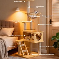 Arbre à chat et lit pour chat multi-niveaux de luxe, avec poteau d'escalade, grand espace, tour capsule transparente, tout-en-un, design mignon et tendance