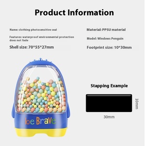 Bel piccolo nome pinguino timbro di abbigliamento all'ingrosso nome fotosensibile cartone animato bambini vestiti asilo timbro adorabile - Product Image 5