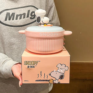 Ensemble de bols à nouilles en céramique grand format, design <span class=keywords><strong>Snoopy</strong></span> Chef de dessin animé, double poigné<span class=keywords><strong>e</strong></span>, anti-brûlure, réutilisable, compatible lave-vaisselle, résistant à la chaleur - Product Image 6