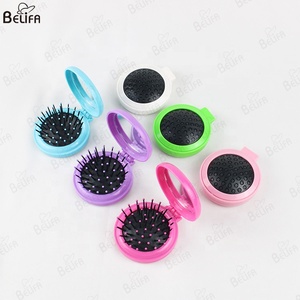 Có Thể Gập Lại Du Lịch Gương Đầy Màu Sắc Vòng Túi Khí Tóc Bàn Chải Di Động Với Gương Mini Tóc Lược Túi Gấp Tóc Brus - Product Image 2