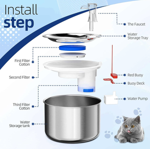 Distributeur d'<span class=keywords><strong>eau</strong></span> automatique pour <span class=keywords><strong>chat</strong></span> en acier inoxydable de 2,2 L, super silencieux, élégant, alimentation par charge, <span class=keywords><strong>fontaine</strong></span> à boire pour animaux - Product Image 2