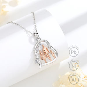 Merryshine in argento Sterling 925 membro della famiglia collana pendente <span class=keywords><strong>amore</strong></span> cuore madre bambino zircone catena a maglie per i regali della festa della mamma - Product Image 6