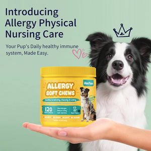 OEM Soulagement des allergies chez le <span class=keywords><strong>chien</strong></span> Doux à mâcher Démangeaisons Soutien de la <span class=keywords><strong>peau</strong></span> Anti-démangeaisons Supplément pour la <span class=keywords><strong>peau</strong></span> et le pelage avec probiotiques Colostrum Quercétine - Product Image 3