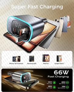 4 in1 72W cavo USB C per iPhone 17 caricabatteria da auto retrattile veloce USB C telefono accendisigari <span class=keywords><strong>2</strong></span> USBC cavi <span class=keywords><strong>2</strong></span> porte USB - Product Image 2