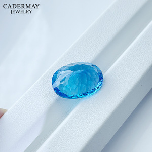 Cadermay Natural Blue Topaz Oval Loose Stone For Jewelry Making With Certificate - Product Image 2