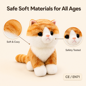 Jouet en peluche chat rayé mignon personnalisé Remplissage en coton PP Fonction anti-stress Doublure en maille - Cadeau de poupée apaisante pour enfants - Product Image 3