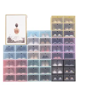 Günstige schuhe organizer drop clamshell stapelbar stabile box PP kunststoff klar eco freundliche transparent Falten Lagerung Box