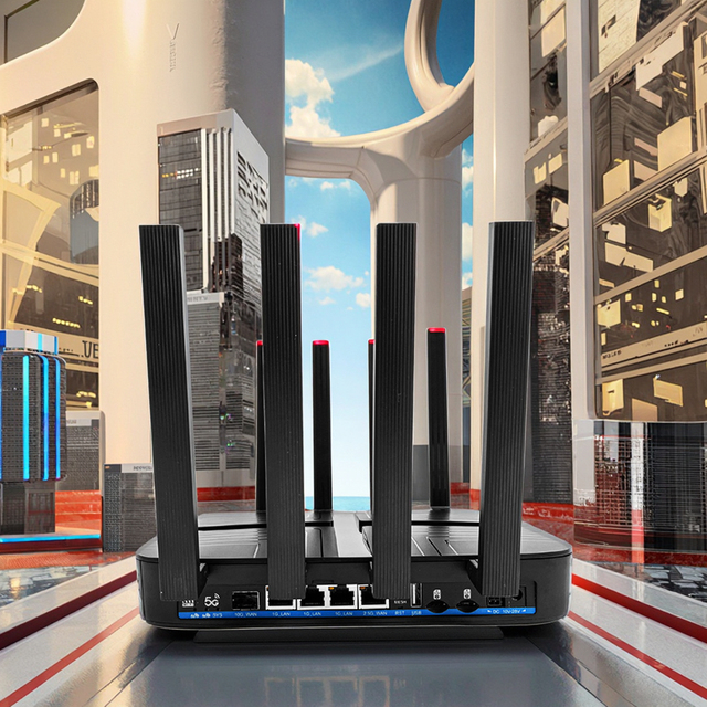 Industrial Wifi7 Tri Bands DDR4 1GB Quad Core CPU SFP 19000Mbps 2.4Ghz 5.8Ghz 6Ghz 4G 5G Wifi Router with Multi SIM Card Slots