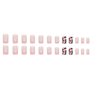 24 piezas <span class=keywords><strong>de</strong></span> <span class=keywords><strong>uñas</strong></span> ABS cuadradas <span class=keywords><strong>de</strong></span> estilo europeo 3D <span class=keywords><strong>de</strong></span> longitud media rosa claro patrón <span class=keywords><strong>de</strong></span> vaca francesa piezas <span class=keywords><strong>de</strong></span> <span class=keywords><strong>uñas</strong></span> portátiles <span class=keywords><strong>de</strong></span> moda para los dedos - Product Image 5