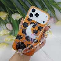 Coque de téléphone portable Moon Black Rose pour iPhone 11 12 13 14 15 16 17 Pro Max Air, pochettes pour téléphones Samsung Oppo Vivo Series