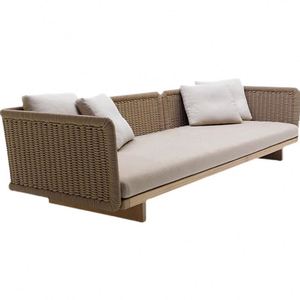 Açık kanepe eğlence sandalye açık avlu Villa bahçe açık-hava katı ahşap su geçirmez güneş koruma Rattan kanepe kombinasyonu - Product Image 5