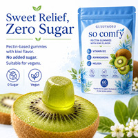 Gummies OEM ODM Ashwagandha ultra-confortables, saveur Melissa Kiwi, sans sucre, véganes, pour le soulagement du stress et le soutien apaisant, enrichies en Vitamine B12