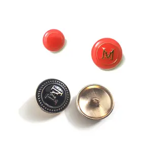 High Quality Custom Logo Embossed Garment Accessories Zinc Alloy Metal Gold Silver Shank Buttons For Clothes
