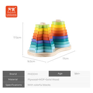 Bloques educativos montessori de juguete para niños, apilador de arcoíris de madera, 18m + - Product Image 4