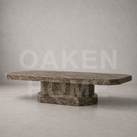 Table de salon OAKEN, table basse rectangulaire en marbre travertin naturel sur mesure, table en pierre artisanale, meubles pour la maison