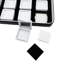 Ensemble de boîtes de rangement pour pierres précieuses en gros avec 18 compartiments en plastique et fermeture éclair, support blanc en plastique pour pierres en vrac