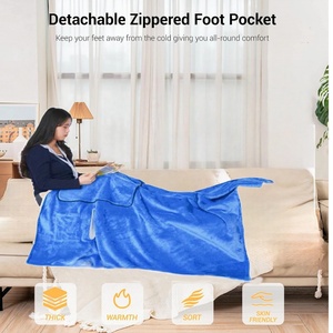 Portable <b>USB</b>-Battery Wearable Heated Throw Blanket Pockets Carbon Fiber <b>Heating</b> Adjustable Temperature Car RV Outdoor Household - Product Image 6