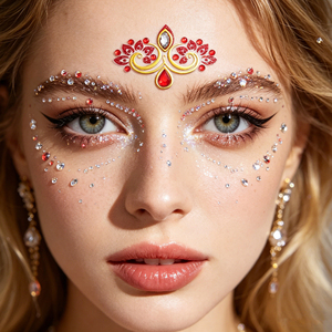 Autocollants en <span class=keywords><strong>strass</strong></span> vintage rouge or, autocollants décoratifs sans colle pour le <span class=keywords><strong>visage</strong></span>, cristaux pour festival de musique, fête, maquillage de scène - Product Image 3