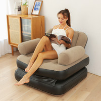 Silla inflable portátil, sofá de PVC, sofá cama de aire, sofá inflable para sala de estar, sofá cama de aire 2 en 1 con silla de bomba eléctrica