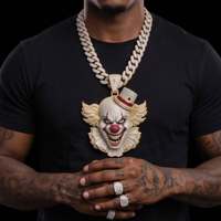 Pendentif éblouissant en argent sterling et moissanite, entièrement serti, personnalisé, style hip-hop clown, pour la mode urbaine et la vente en gros