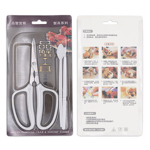 Stainless Steel Crab Eating Tool Set 3 Piece Scissors Spoon Needle For Home Seafood Preparation White Dishwasher Safe - Product Image 3