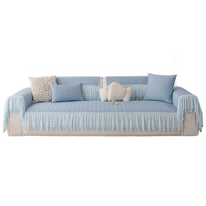 <b>Sofa</b> Cooling Mat Ice Silk Solid Color 145-185Cm Summer Style Non Slip Edge <b>Sofa</b> <b>Cover</b> Fresh Elegant Design - Product Image 5