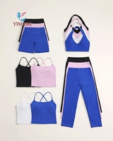 Ensemble de vêtements de yoga personnalisés OEM, soutien-gorge noir à col en V, pantalon à taille croisée, tenue de sport en gros pour femmes, ensemble de yoga