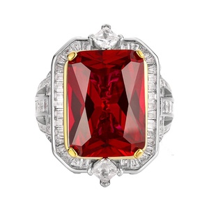 Eco-friendly Copper Cushion Cut 13*18mm Red Corundum Zircon Vintage Style Engagement <b>Ring</b> for Retro Romantic - Product Image 1