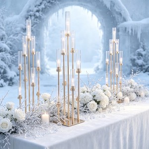Candelabro Dorado Plateado Brillante de 8 Brazos, Versátil, Decoración para Mesa de Navidad, Bodas, Año Nuevo y Fiestas - Product Image 3