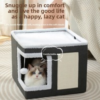 Vente chaude en gros Lit pour chat moderne et solide pour chats d'intérieur Lit pour chat à deux étages pliable avec plaque à gratter