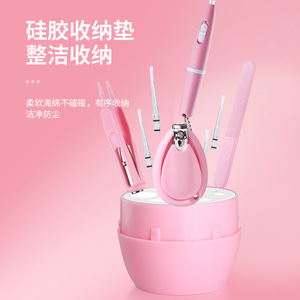 Ensemble de coupe-ongles pour bébé avec cuillère à oreilles, sans danger pour les enfants de 0 à 18 ans, pliable en acier inoxydable gris - Product Image 1