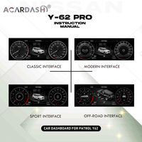 Tableau de bord numérique automobile LCD de 12,3 pouces pour Nissan Patrol Y62 de 2008 à 2022, compteur de vitesse numérique, compteur kilométrique, groupe d'instruments