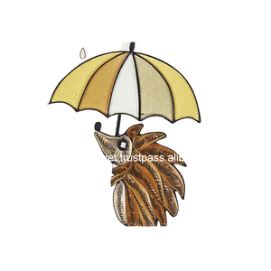 Cartes de quilling artisanales de haute qualité, art populaire vietnamien, hérisson parapluie, vernis UV, vente en gros, souvenirs en papier pour salutations - Product Image 1