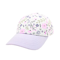 Topi Bisbol Anak GuanHua GH-KBC001-CB Ungu Dua Warna Motif Bunga, Topi Bisbol Anak Motif Bunga, Topi Bisbol Motif Bunga Custom