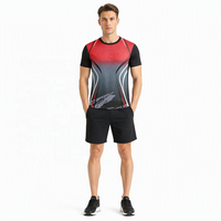 Kaos Pria Sporty Kasual 100% Poliester Tahan Lama Laris Manis Pola Solid Cetak Digital 3D Regular Fit Rajutan Cepat Kering