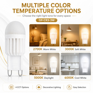 G9 LED <b>Bulb</b> 3W Dimmable CE ETL FCC RoHS 120V 180-210LM 2700-7000K Ceramics PC Cover 15000H CR80 Hotel Lighting - Product Image 4