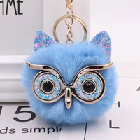Hibou fausse fourrure Pom Pom porte-clés fausse fourrure boule en peluche porte-clés porte-clés pour filles femmes sac accessoire